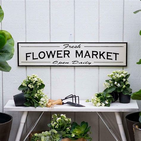 Fresh Flower Market Metal Sign Wall Mounted Metal Garden Decor Plaque