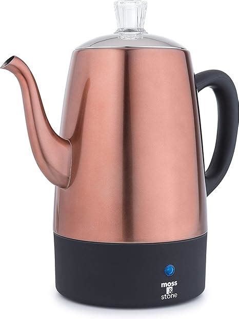 Moss And Stone Electric Coffee Percolator Copper Body With Stainless Steel Lids Coffee