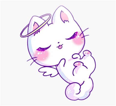 Cat Cute Kawaii Angel White Purple Pink Sweet Anime Cute