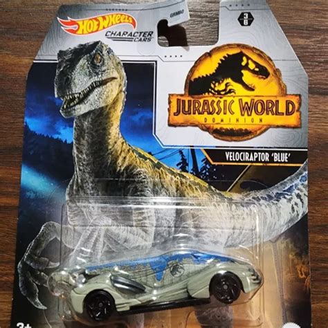 Mattel Jurassic World Dominion Hot Wheels Velociraptor Blue Dinosaur
