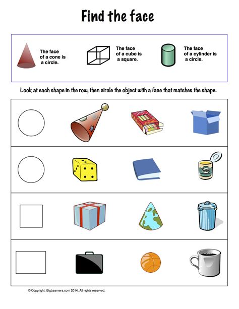 Faces Edges And Vertices Worksheets