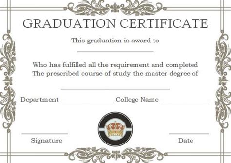 Masters Degree Certificate Template Creative Professional Templates