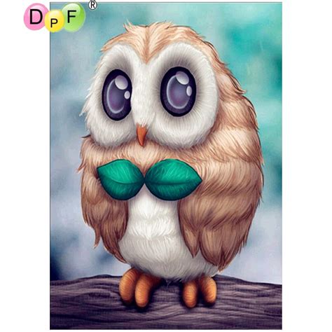 Dpf Diy Cute Owl Big Eyes 5d Crafts Diamond Painting Cross Stitch