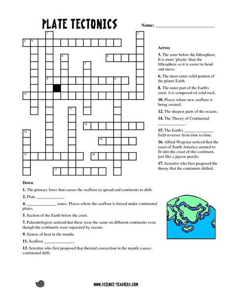 Section 3 theory of plate tectonics a. Planets Crossword Puzzle Worksheet | Printable crossword ...