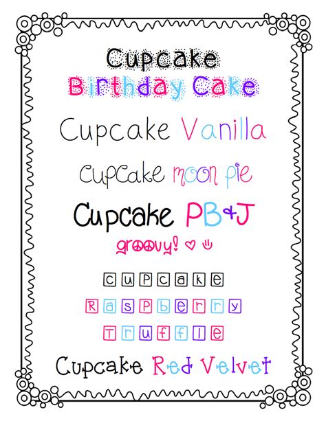 Heart The Earth And 14 More Cupcake Fonts A Cupcake For The Teacher