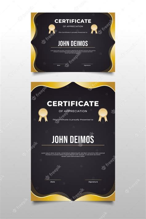 Premium Vector Black And Gold Certificate Of Appreciation Template