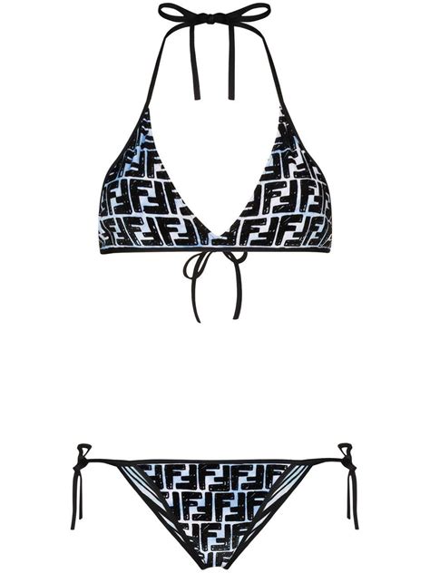 Fendi Synthetic Ff Print Triangle Cup Bikini In Blue Lyst