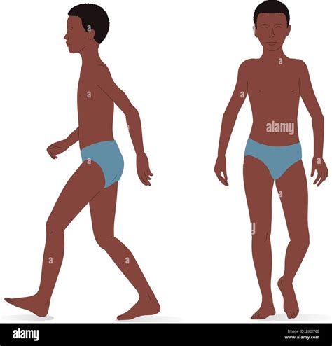 Niño Cuerpo Completo De Un Niño Vista Frontal Y Lateral Ilustración Vectorial Isométrica De