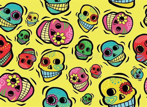 Mexican Skulls Seamless Pattern Stock Illustration Illustration Of