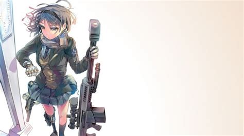 Wallpaper Illustration Anime Girls Gas Masks Weapon Original