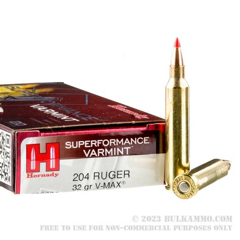20 Rounds Of Bulk 204 Win Ammo By Hornady 32 Gr Vmax