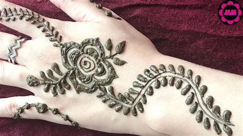 Easy Stylish Rose Mehndi Design Beautiful Flower Henna With Leaves