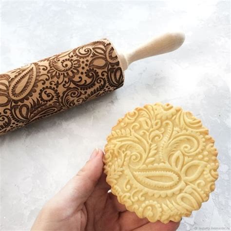 Buy Newest Hardwood Embossing Rolling Pin Perfect For Decorating Fondant Cake And Cookie