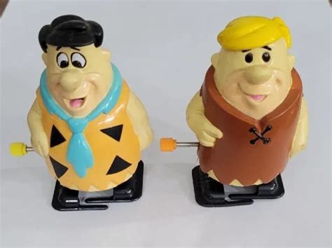 Hanna Barbera Vintage Barney Rubble And Fred Flintstone Plastic Wind Up