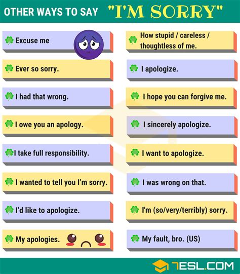35 Useful Ways To Say Im Sorry In English 7esl