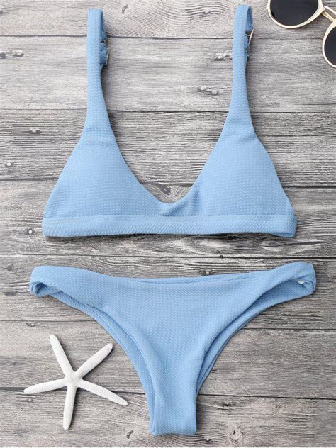 [61 off] 2021 low waisted padded scoop bikini set in light blue zaful