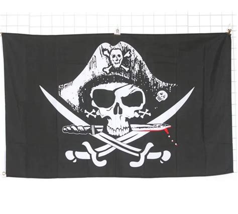90cmx150cm 3x5 Ft Jolly Roger Pirate Flag Polyester Large Skull And
