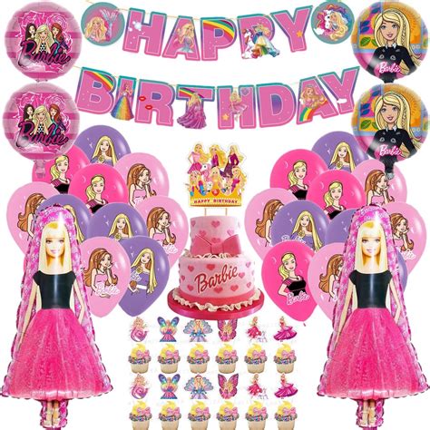 princess barbie birthday party decoration barbie balloon birthday decor barbie banner cake