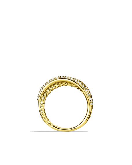 David Yurman Crossover Ring With Diamonds In Gold