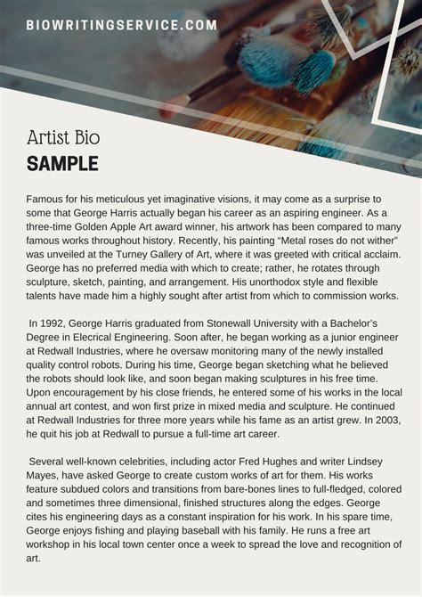 Artist Bio Writing Service Bio Writing Service