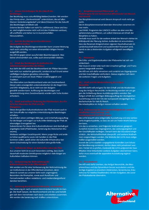 Dadurch soll die souveränität der mitgliedstaaten wiederhergestellt werden. Unser Wahlprogramm für den Bezirkstag Pfalz - AfD Südliche ...
