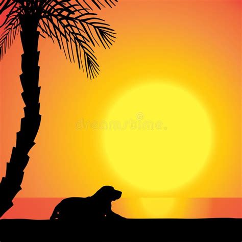 Vector Silhouette Of A Dog Stock Vector Illustration Of Tropical