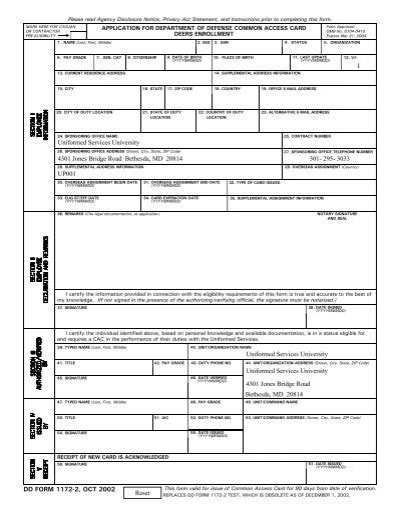 Dd Form 1172 2 Application For Department Of Defense Common