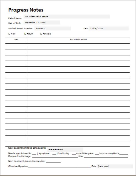 Patient Medical Progress Notes Template Word And Excel