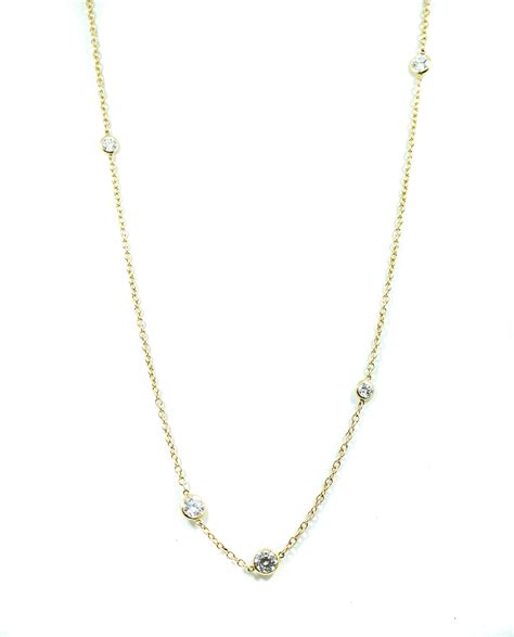 Lady S Yellow Gold 18kt Tiffany Diamonds By The Yard Sprinkle Necklace With 3 0 21ctw Round E F