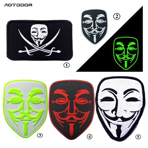 V For Vendetta Embroidery Hook Loop Patch Guy Fawkes Mask Morale Badge