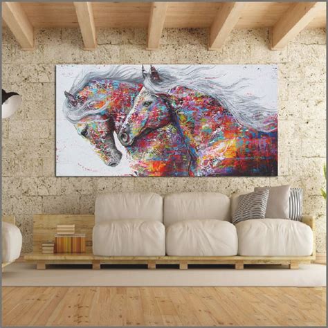Large Abstract Horses Canvas Wall Art Throughout Horse Living Room Decor Awesome Decors
