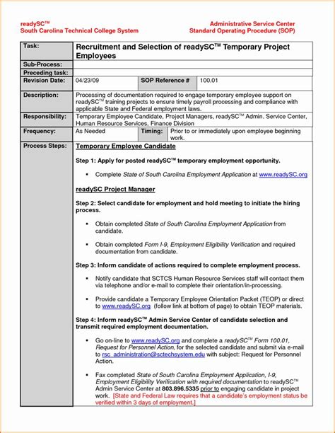 Standard Operating Procedures Template Lovely 14 Stand Standard