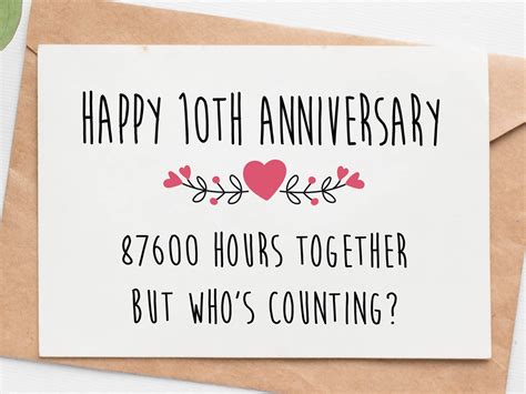 Funny 10th Anniversary Card For Husband Wife 10 Year Etsy