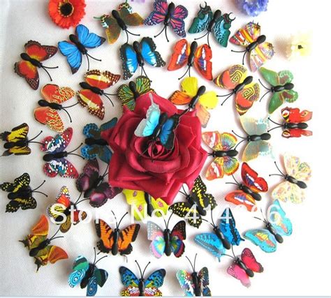 Free Shipping 4cm 48pcs Home Decoration Artificial Butterflies Fridge