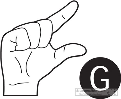 American Sign Language Sign Language Letter G Outline Classroom Clipart