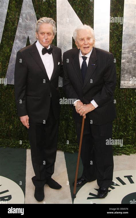 Michael Douglas And Kirk Douglas 2012 Vanity Fair Oscar Party At Sunset