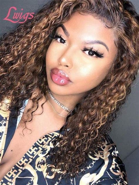 Highlight Brown Color Curly Virgin Human Hair 360 Lace