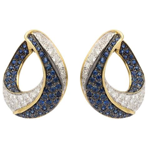 Stylish Italian Sapphire And Diamond Earrings Sapphire And Diamond
