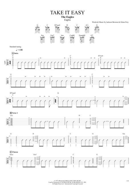 Take It Easy Tab By The Eagles Guitar Pro Full Score Mysongbook