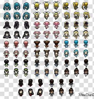 The pkmn.net sprite resource is a collection of pokémon sprites for free usage. Female Characters Pokemon Sprites, pixel character lot transparent background PNG clipart | PNGGuru