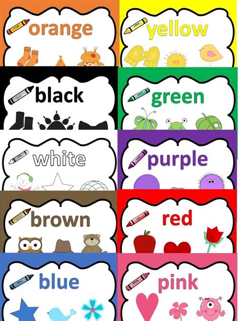 Color Chart Posters Colours Name For Kids School Kids Activities