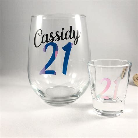 21st Birthday Wine Glassshot Glass21st Birthday Tfinally Etsy