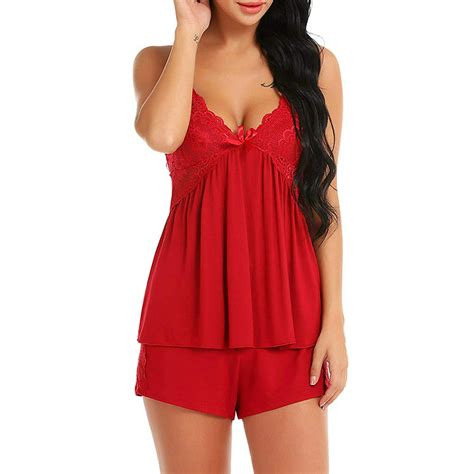 Julycc Julycc Womens Sexy Pajamas Set Sleepwear Camisole Shorts