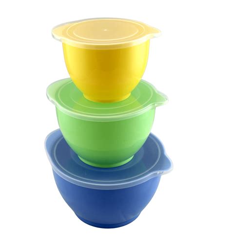 3 Piece Storage And Batter Mixing Bowl Set With Lids Bpa Free Plastic