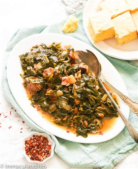 A staple of southern u.s. Southern Style Greens - Collard Greens slowly simmered in ...