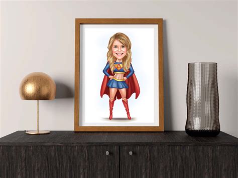 Personalized Superhero Superwoman Cartoon Custom Caricature Etsy
