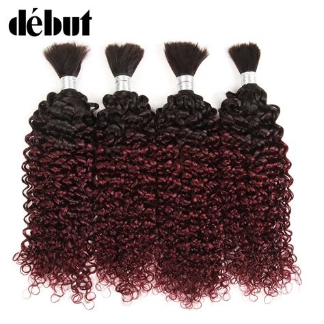 Debut Ombre B J Brazilian Curly Human Braiding Hair For Crochet Bulk Remy Bundles Deal No