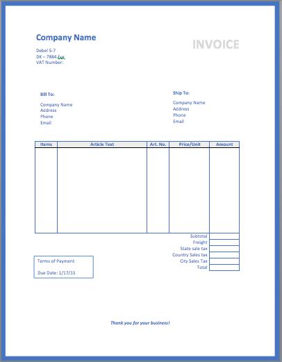 Small Business Invoice Template Word Templates