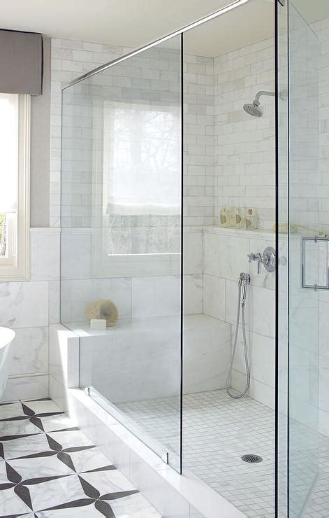 Pros and cons of having a walk in shower. Long Marble Shower Shelf Over Shower Bench - Transitional ...