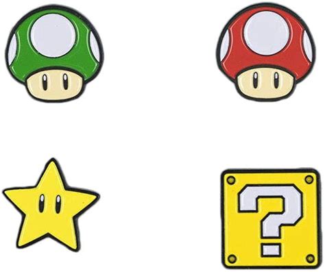 Super Mario Bros Power Ups Enamel Lapel Pin Set Question Mark Star